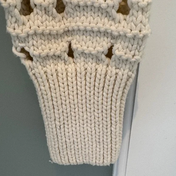 ZARA Cream Open-Knit Tie-Front Cropped Cardigan - Picture 8 of 8